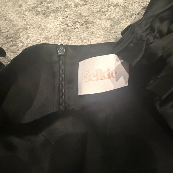 Selkie Babydoll Black Puff Sleeve Dress - Picture 7 of 8